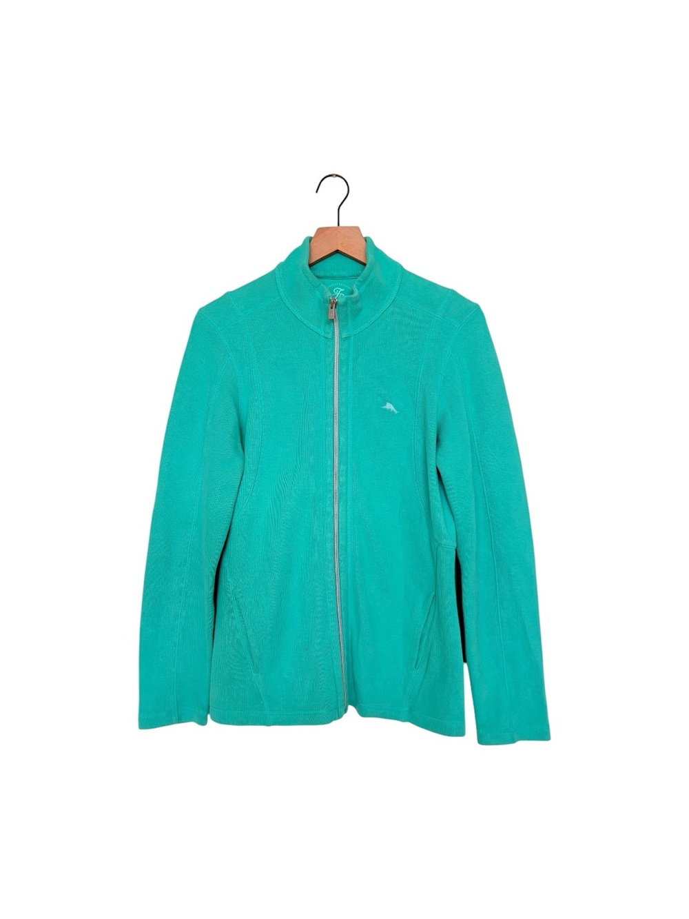 Tommy Bahama Bright Green Full Front Zip Closure, Side Pockets  Sweatshirt M